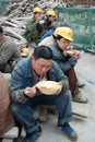 Chinese workers have lunch Royalty Free Stock Photo