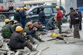 Chinese workers have lunch Royalty Free Stock Photo