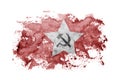 Chinese Workers and Peasants Red Army flag background painted on white paper with watercolor