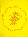 Chinese Yellow embroidered tablecloth Royalty Free Stock Photo