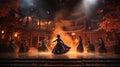 Chinese Yi ethnic dancers perform on stage at Jinsha theater