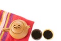 Chinese Yixing clay tea set with teapot and cups with hot black