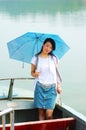 Chinese young girl on boat