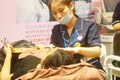 Chinese young women are having facial beauty or plastic surgery