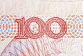 100 Chinese yuan backside Macro photo in high resolution.