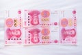 Chinese Yuan banknote on white background.