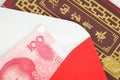 Chinese or 100 Yuan banknotes money in red envelope, as chinese Royalty Free Stock Photo