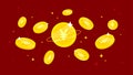 Chinese Yuan digital currency coins falling from the sky Royalty Free Stock Photo