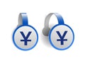 Chinese Yuan symbol on Blue advertising wobblers.