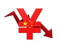 Chinese Yuan Symbol and Red Arrow