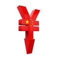 Chinese Yuan Symbol and Red Arrow