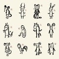 Chinese Zodiac. 12 Animal astrological sign. Royalty Free Stock Photo