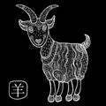 Chinese Zodiac. Animal astrological sign. goat Royalty Free Stock Photo