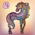 Chinese Zodiac. Animal astrological sign. horse Royalty Free Stock Photo