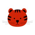 Chinese zodiac animal in flat style, tiger. Vector illustration. Royalty Free Stock Photo