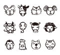 Chinese zodiac animal sign icons Royalty Free Stock Photo