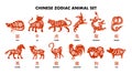 Chinese Zodiac Animals Red Set