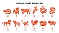 Chinese Zodiac Animals Red Set