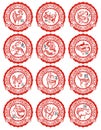 Chinese zodiac animals silhouettes Royalty Free Stock Photo