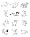 Chinese Zodiac Horoscope Animals Year Signs Set Royalty Free Stock Photo