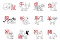 Chinese Zodiac Horoscope Animals Year Signs Set Royalty Free Stock Photo