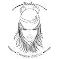 Chinese zodiac line art Monkey