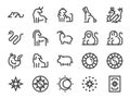 Chinese zodiac line icon set. Included the icons as astrology, animals, esoteric, horoscope, and more. Royalty Free Stock Photo