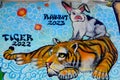 Chinese Zodiac rabbit and tiger signs.