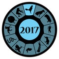 Chinese Zodiac for 2017 with rooster on top Royalty Free Stock Photo