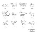 Chinese Zodiac Set Illustration Royalty Free Stock Photo