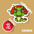 Chinese Zodiac Sign dragon sticker Royalty Free Stock Photo