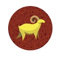 Chinese zodiac sign Goat vector horoscope icon or symbol Royalty Free Stock Photo