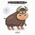 Chinese Zodiac. Sign Oxen. Vector illustration