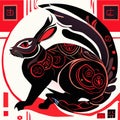 Chinese zodiac sign rabbit. Year of the Rabbit. Vector illustration. Generative AI Royalty Free Stock Photo