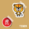 Chinese Zodiac Sign tiger sticker Royalty Free Stock Photo