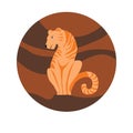 Chinese zodiac sign Tiger vector horoscope icon or symbol Royalty Free Stock Photo