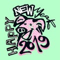 2019 Chinese Zodiac Sign Year of Pig Funky Print