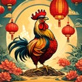 Chinese zodiac sign Year of the Rooster - ai generated image