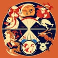 Chinese zodiac sign. Zodiacal symbol of the year of the Rooster. AI Generated