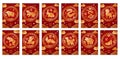 Chinese zodiac signs. Astrological year symbols, asian traditional animals horoscope characters, animal silhouettes with