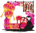 Chinese zodiac signs: monkey Royalty Free Stock Photo