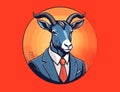 Chinese zodiac symbol Goat or Sheep against red background