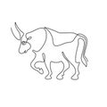 Chinese zodiac symbol of the year of the bull. The bull is drawn with one line. Continuous line.