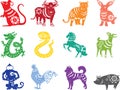 Chinese zodiac twelve animals Royalty Free Stock Photo