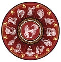 Chinese zodiac wheel with signs Royalty Free Stock Photo