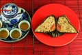 Zongzi and tea set Royalty Free Stock Photo