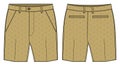 Chino sartorial suit Shorts design flat sketch vector illustration, formal shorts concept with front and back view, printed