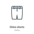 Chino shorts outline vector icon. Thin line black chino shorts icon, flat vector simple element illustration from editable clothes