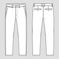 Chino trousers. Vector technical sketch. Mockup template