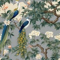 chinoiserie art tree with bird classic mural painting